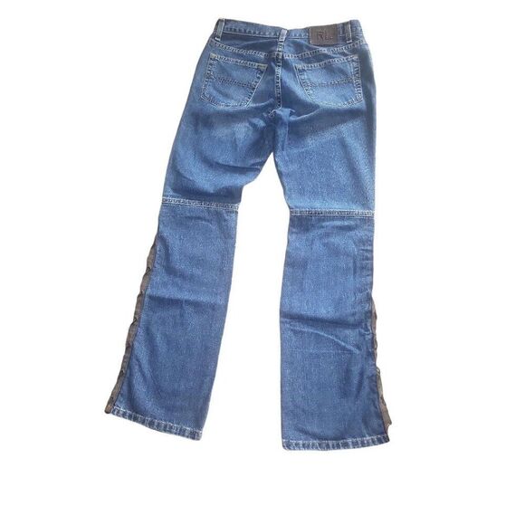 Ralph Lauren Jeans Women Sz 8 Lace Up Signature Denim Leather Straight Leg Work - Picture 5 of 7